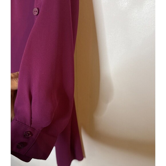 The Limited Womens V Neck Blouse Large Asymmetrical Hem Burgundy Corpcore Career - Picture 4 of 10